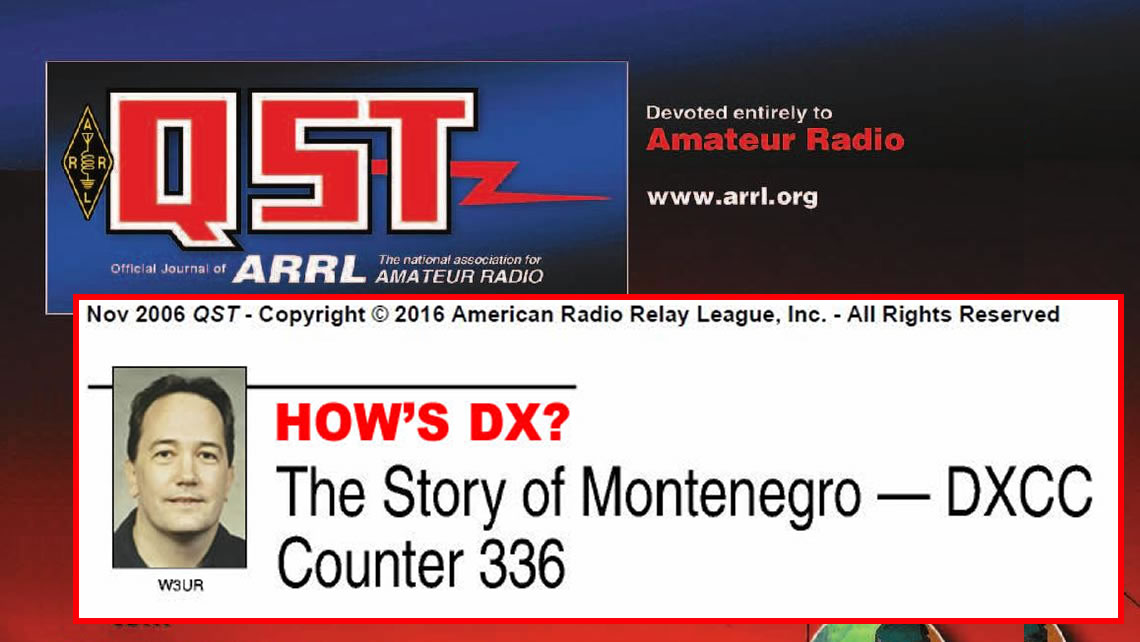 The Story of Montenegro - DXCC Counter 336