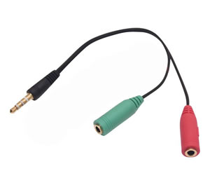 Male 3.5mm TRRS (M) to 3.5mm TRS (F) and 3.5mm (TS) adapter